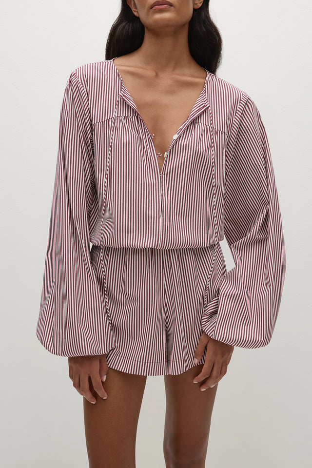 Frida Playsuit Maia Stripe Burgundy
