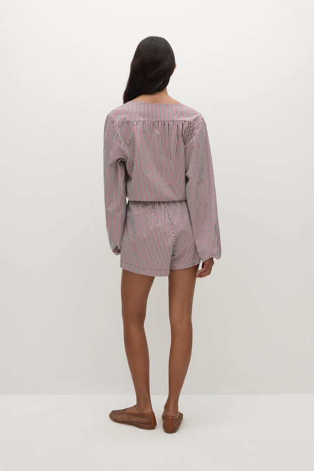 Frida Playsuit Maia Stripe Burgundy