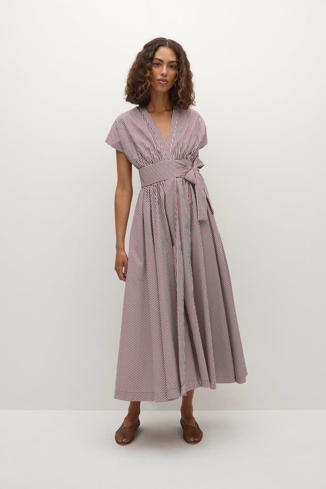 Lova Midi Dress Maia Stripe Burgundy
