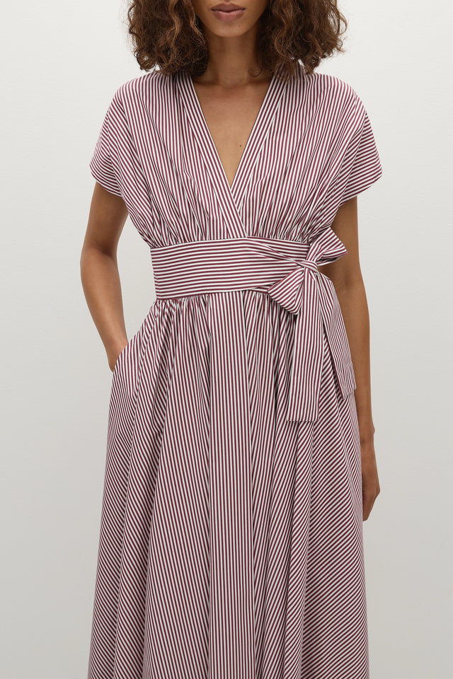 Lova Midi Dress Maia Stripe Burgundy
