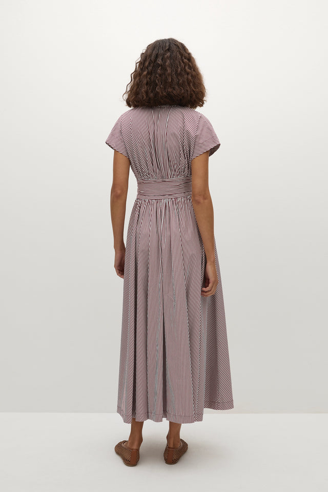Lova Midi Dress Maia Stripe Burgundy