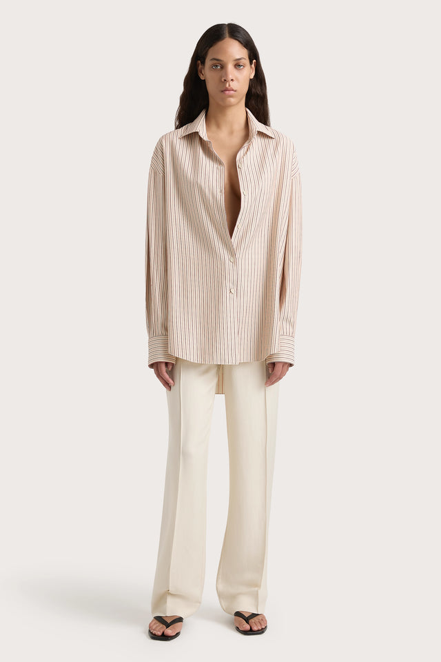 En Vau Shirt Pinstripe Garnet Blush