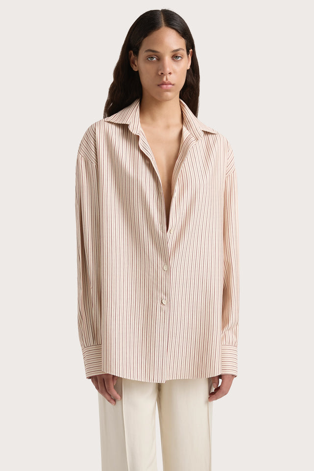 En Vau Shirt Pinstripe Garnet Blush