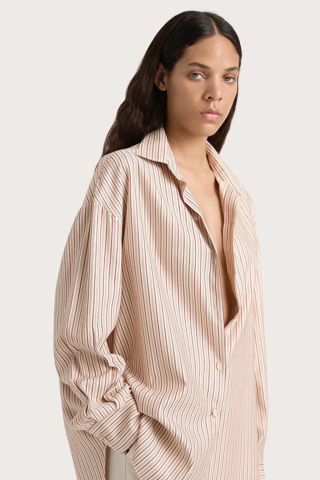 En Vau Shirt Pinstripe Garnet Blush