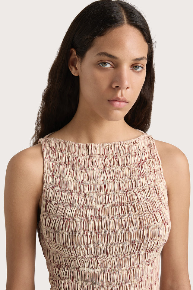 Noa Mini Dress Pinstripe Garnet Blush