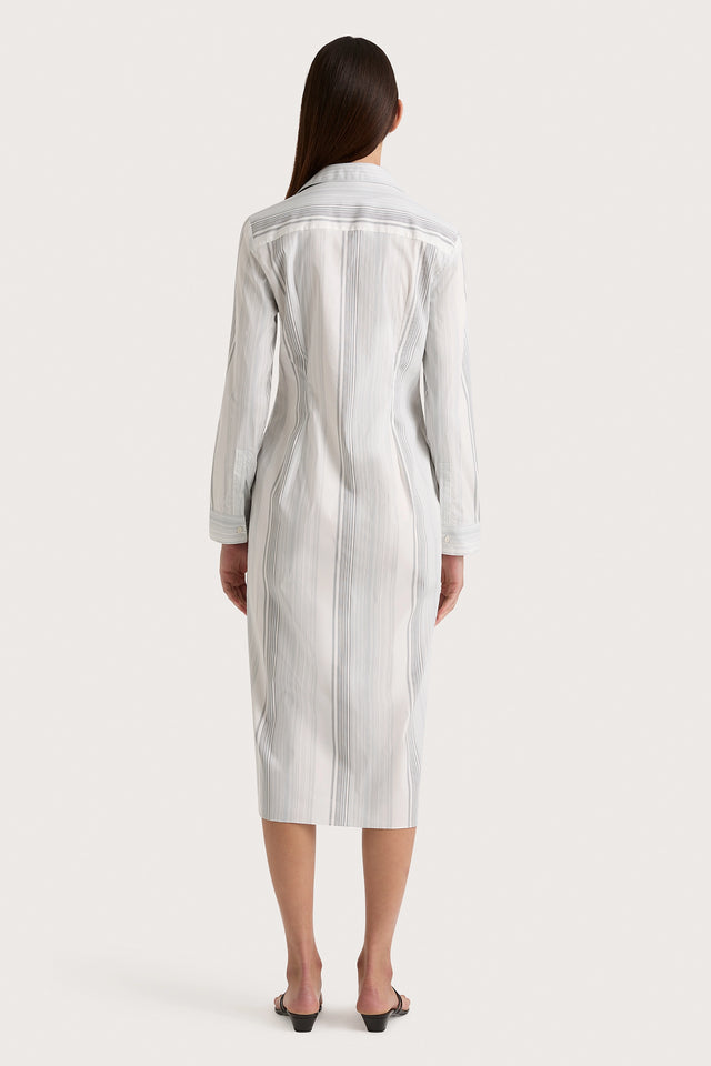 En Vau Shirt Dress Striped Soft Blue