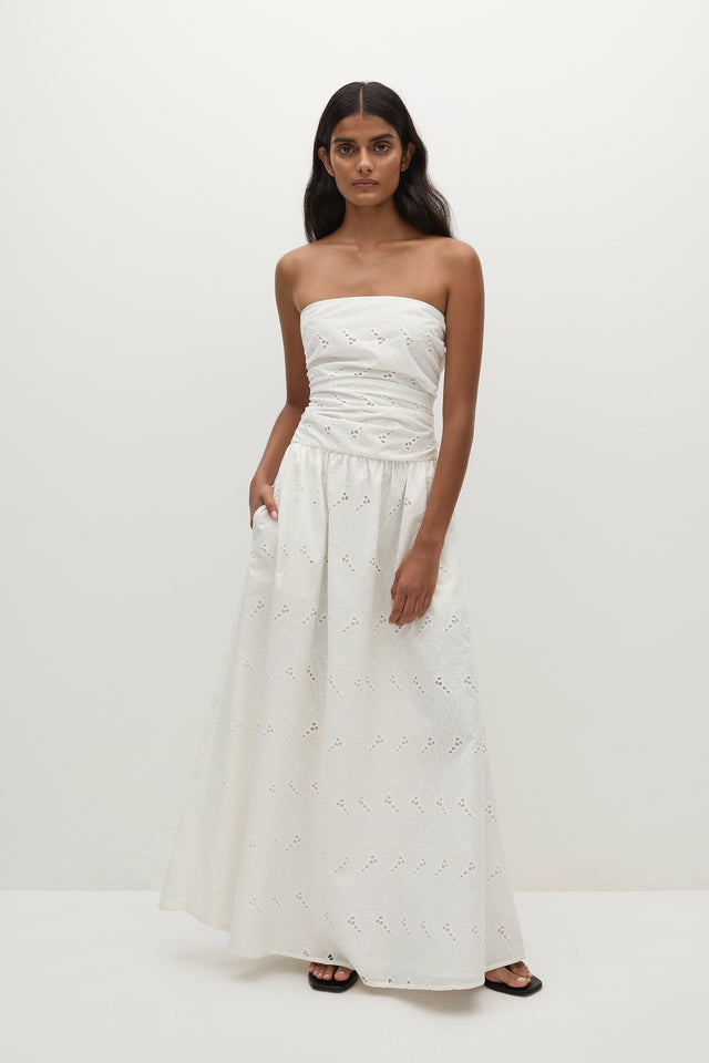 Moa Maxi Dress Birgitta Broderie Anglaise White