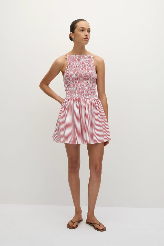 faithfull the brand striped mini dress Reign Mini Dress Cherry Stripe
