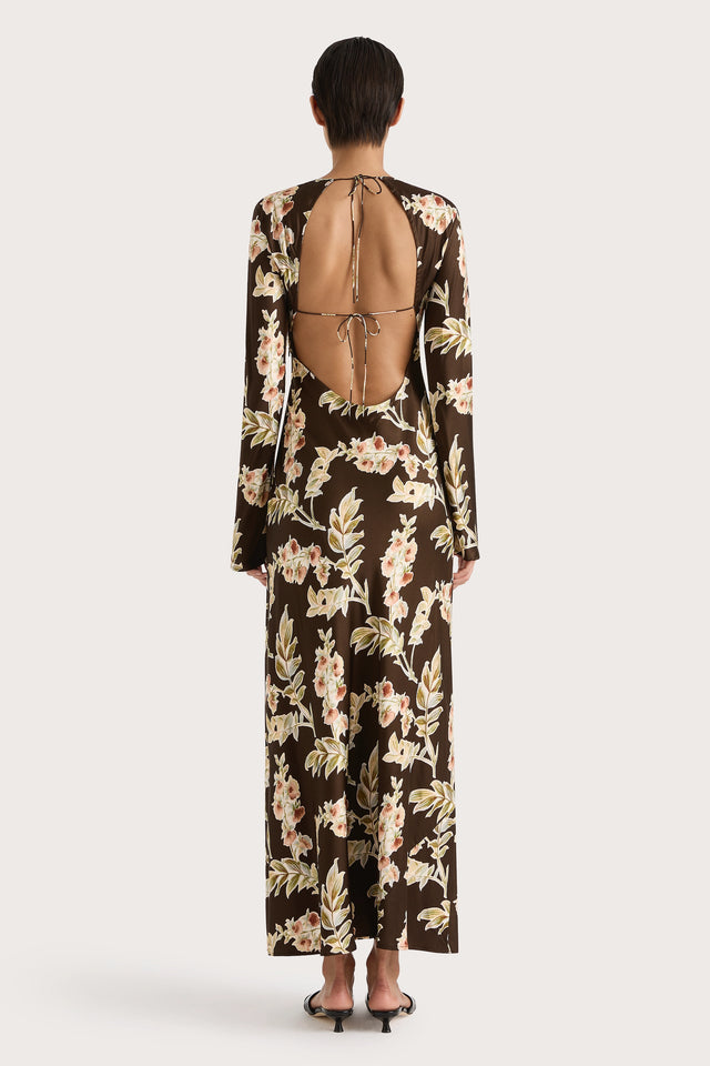 Faroe Maxi Dress Jardin Floral Chocolate