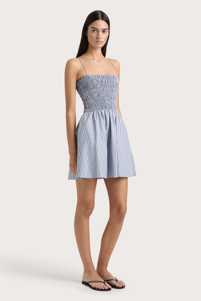 Union Mini Dress Blue Stripe