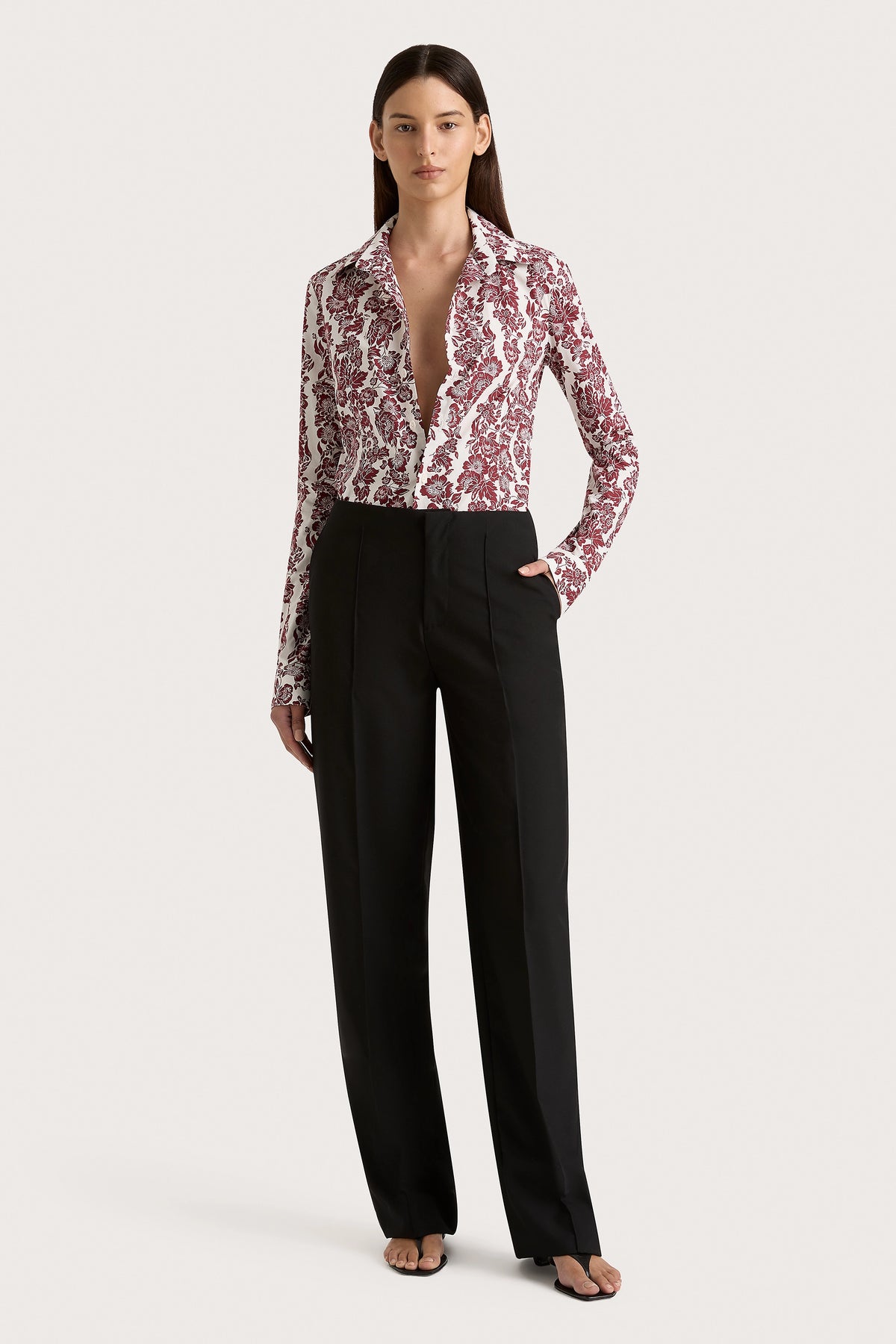 Estelle Fitted Shirt Striped Floral Final Sale