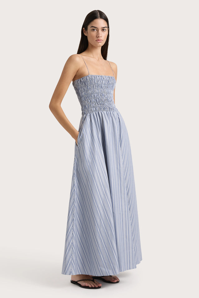 Lida Maxi Dress Blue Stripe