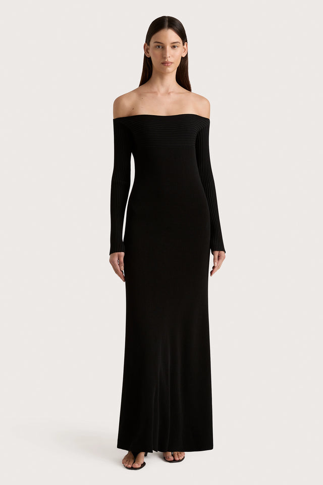 Selene Knit Maxi Dress Black