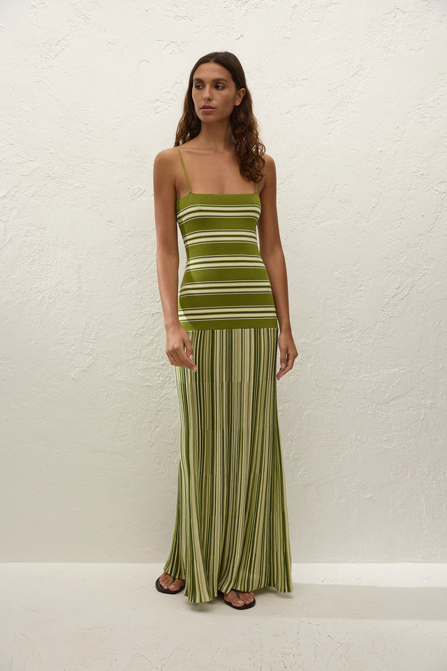 Esenia Knit Dress Ombre Stripe Macro Juniper