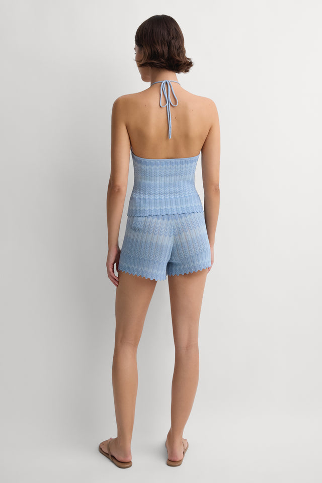 Ria Top Light Blue Chevron