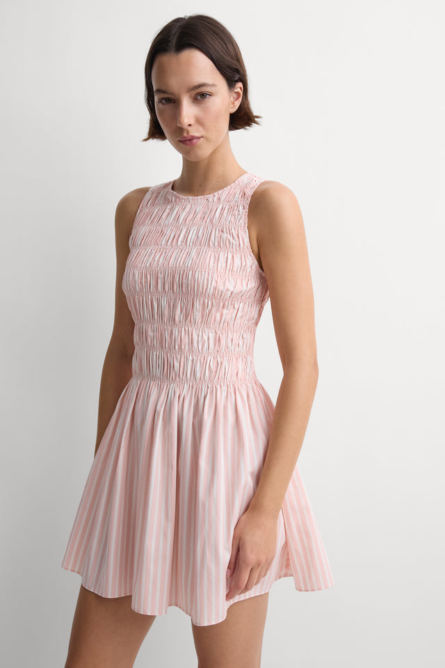 Heidi Mini Dress Carmen Stripe Peony White