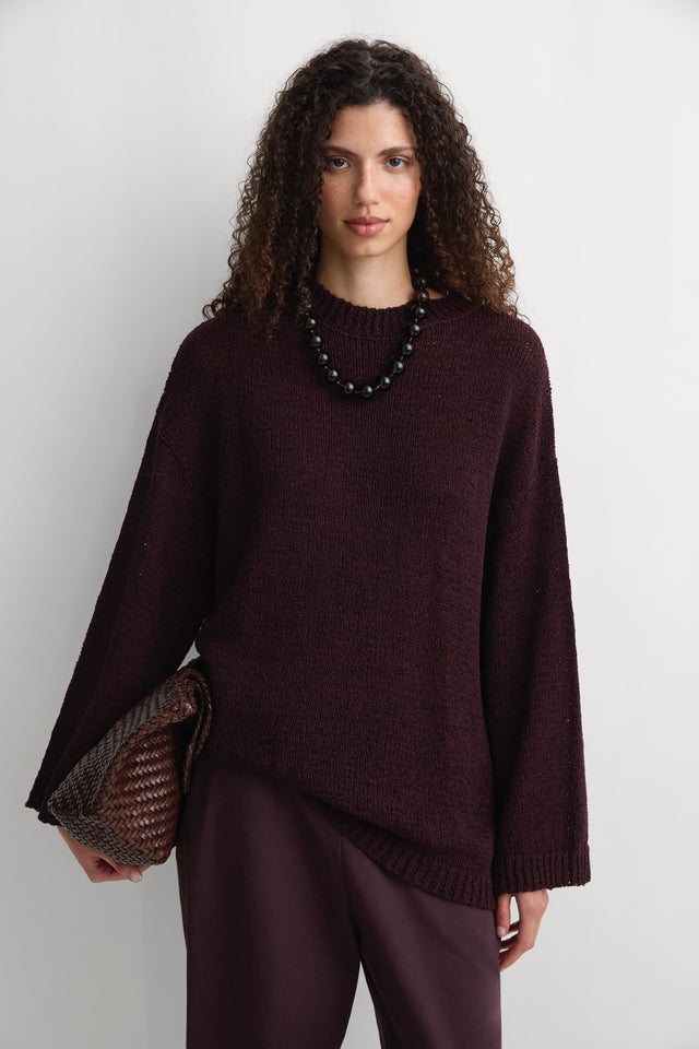 The Fisherman Knit Jumper Prune