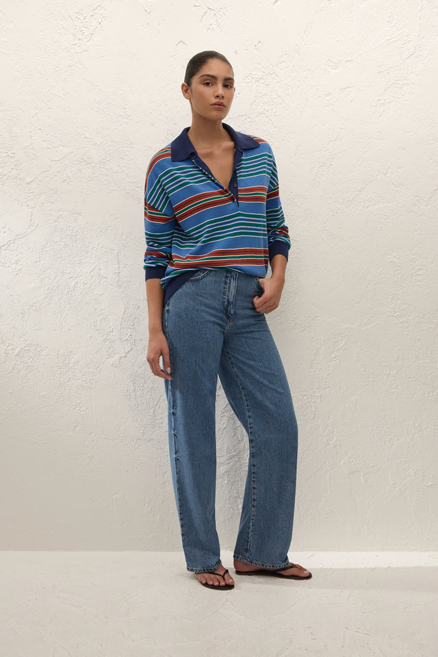 Harlow Oversized Polo Juan Stripe