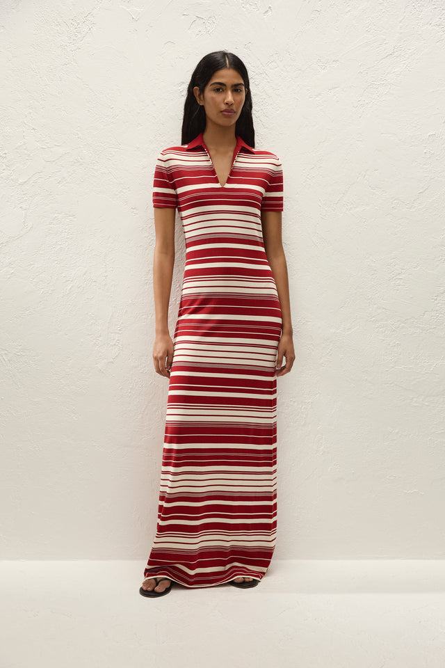 Cloe Maxi Dress Valdemar Stripe Red Ochre