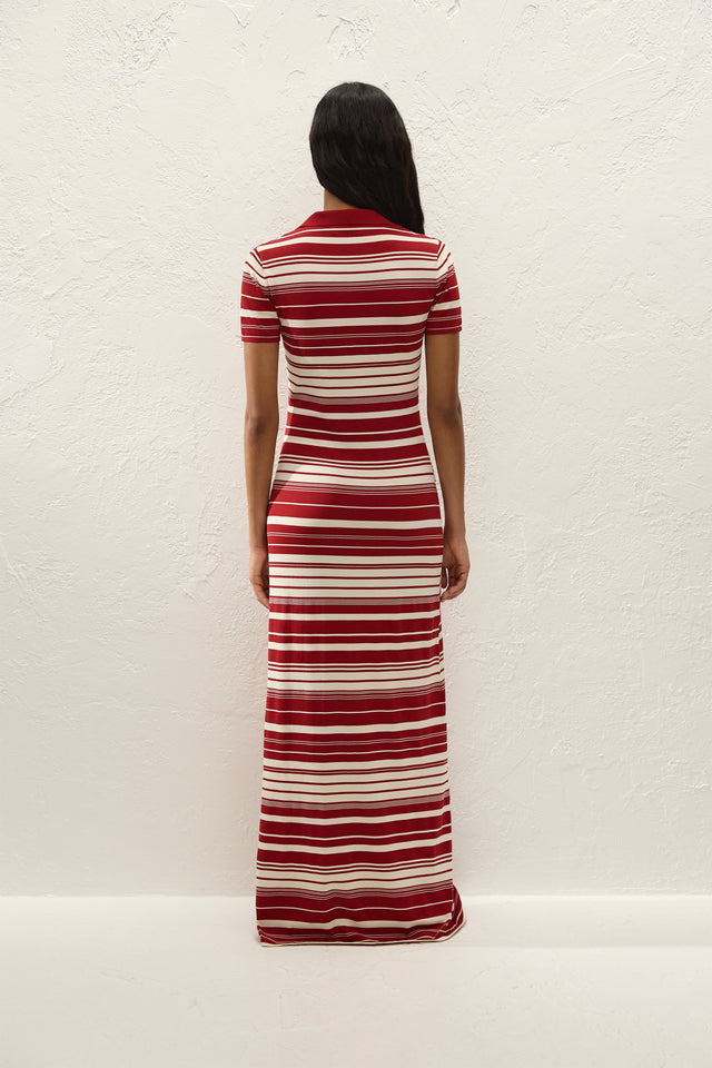 Cloe Maxi Dress Valdemar Stripe Red Ochre