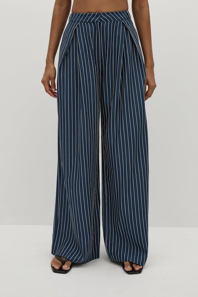 Lalia Trouser Chevron Stripe Vintage Navy