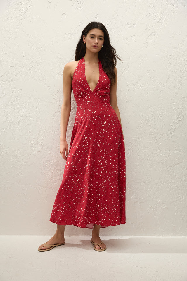 Jennah Midi Dress Linnea Dot Rosso