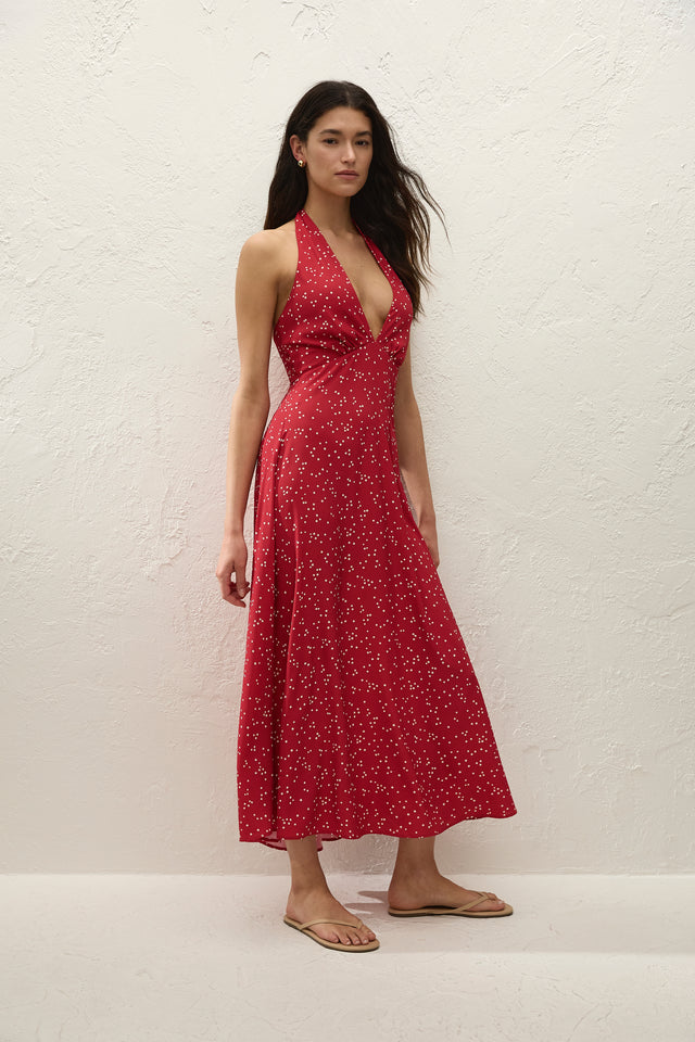 Jennah Midi Dress Linnea Dot Rosso