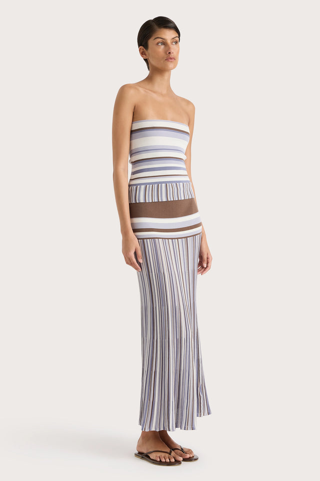 Citara Strapless Top Pale Blue Stripe