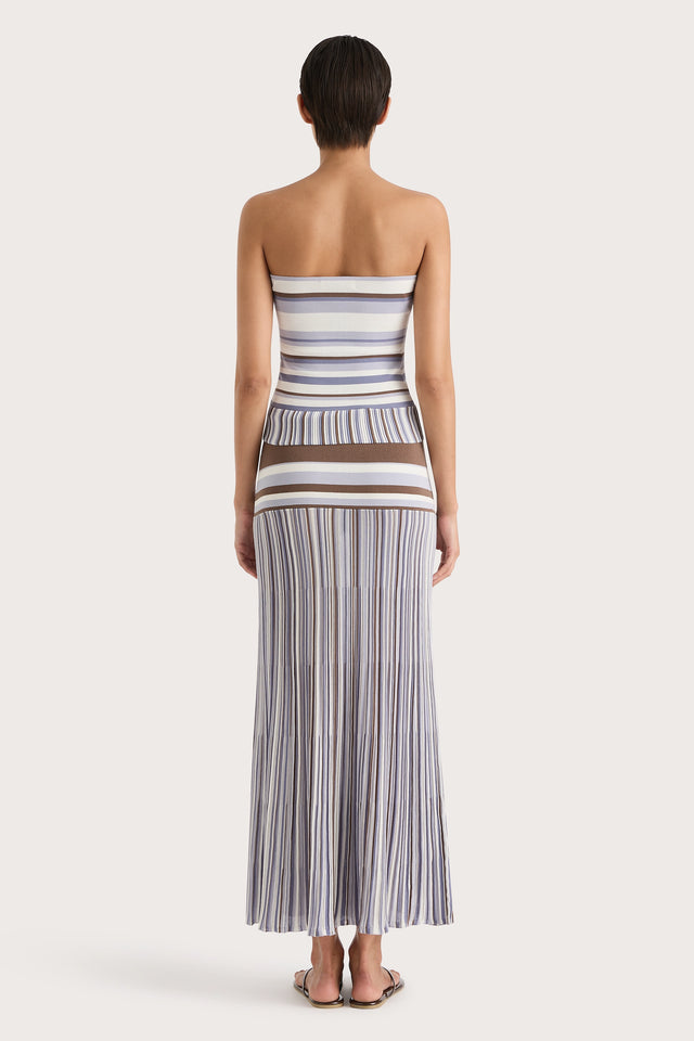 Citara Strapless Top Pale Blue Stripe