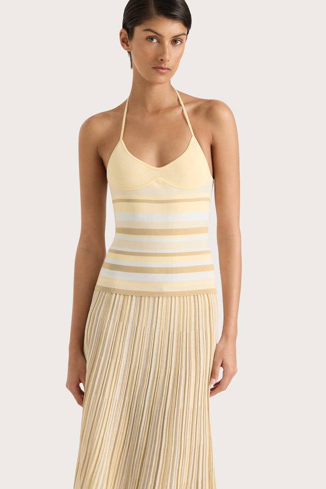 Citara Halter Top Butter Stripe