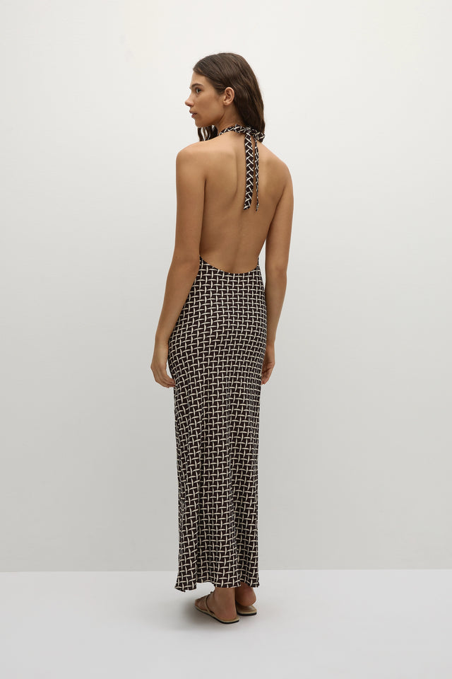Soame Maxi Dress Espresso Geo