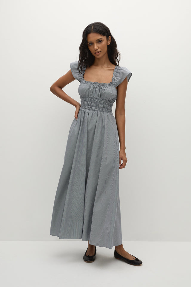 Janne Midi Dress Hanne Gingham Vintage Navy