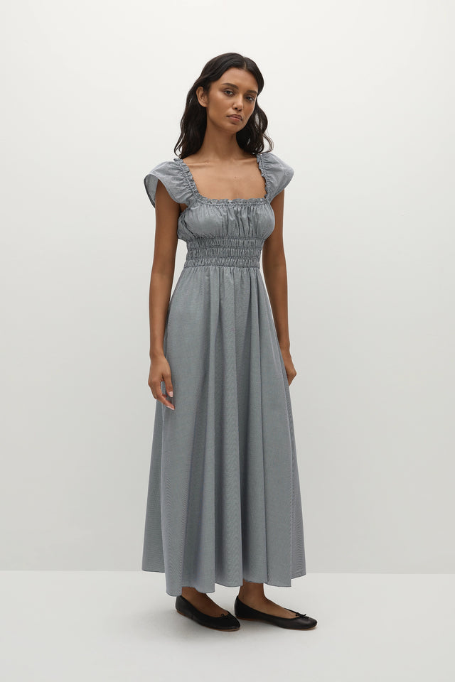 Janne Midi Dress Hanne Gingham Vintage Navy