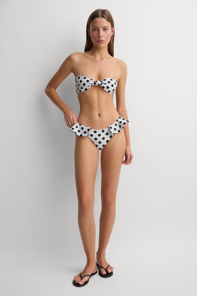 Phoenix Bikini Bottom White Black Dot - Final Sale