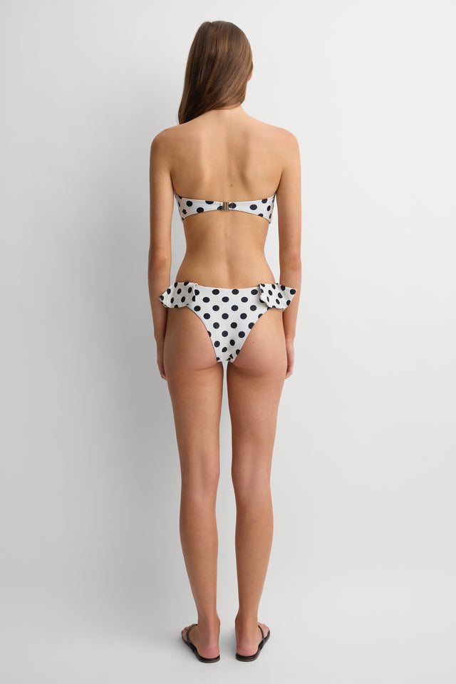 Phoenix Bikini Bottom White Black Dot - Final Sale