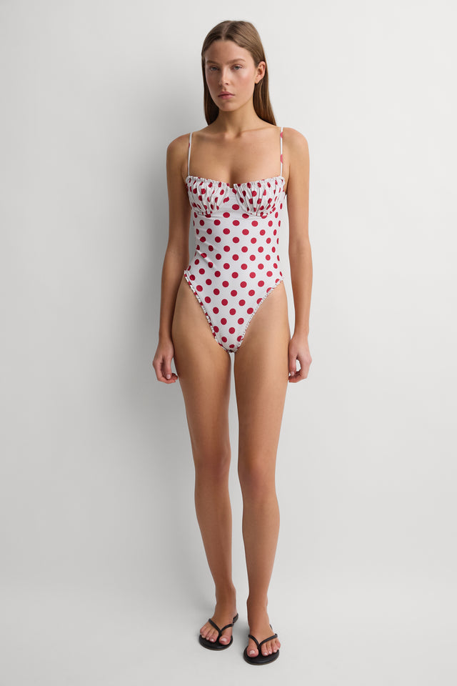 Esterel One Piece White Red Dot - Final Sale