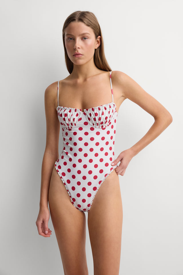 Esterel One Piece White Red Dot - Final Sale
