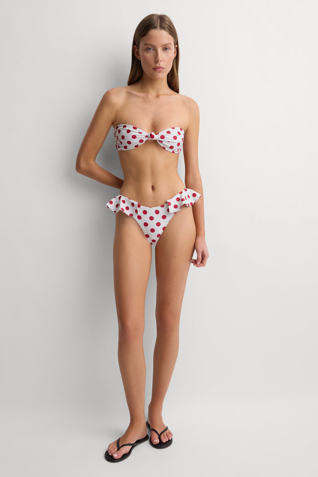 Phoenix Bikini Bottom White Red Dot - Final Sale