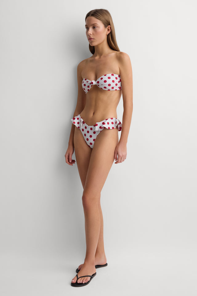 Phoenix Bikini Bottom White Red Dot - Final Sale