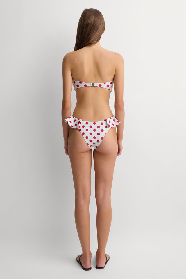 Phoenix Bikini Bottom White Red Dot - Final Sale