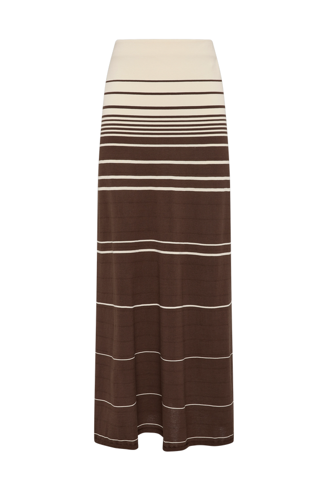 Casia Maxi Skirt Accordion Stripe Brown Beige