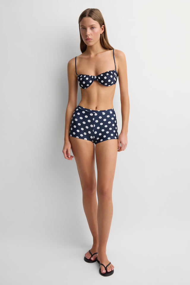 Bardot Bikini Top Vintage Navy White Dot - Final Sale