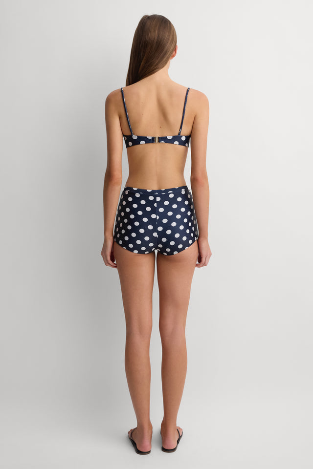 Bardot Bikini Top Vintage Navy White Dot - Final Sale
