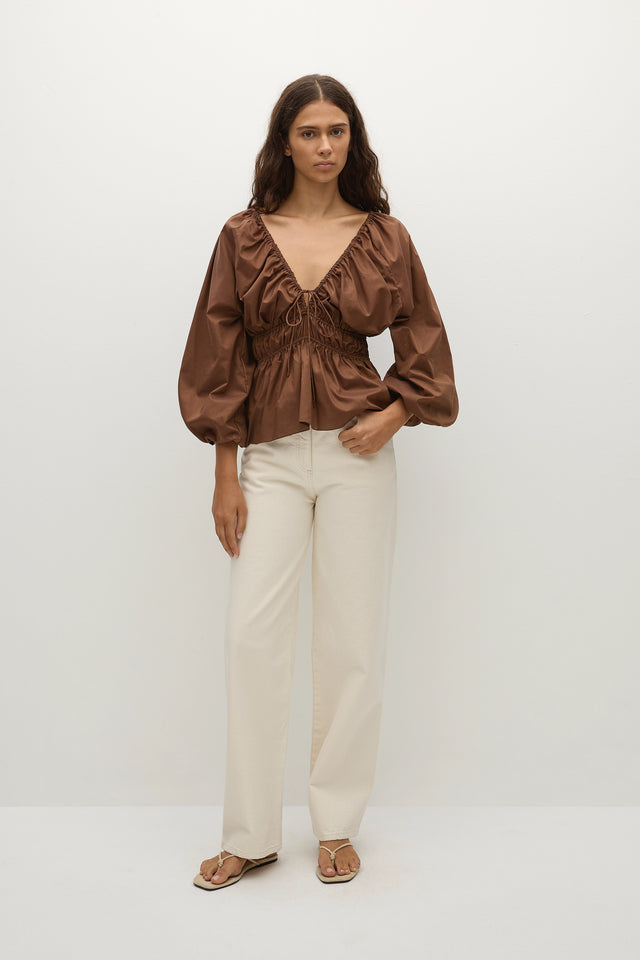 Lina Top Chestnut Brown