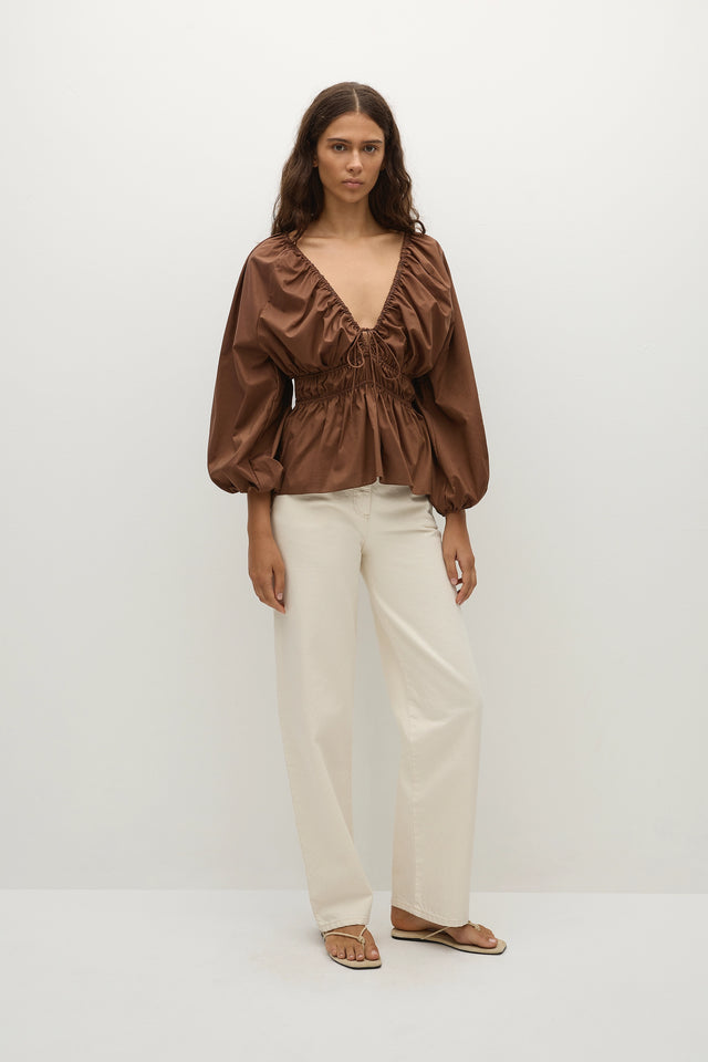 Lina Top Chestnut Brown