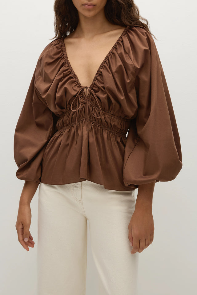 Lina Top Chestnut Brown