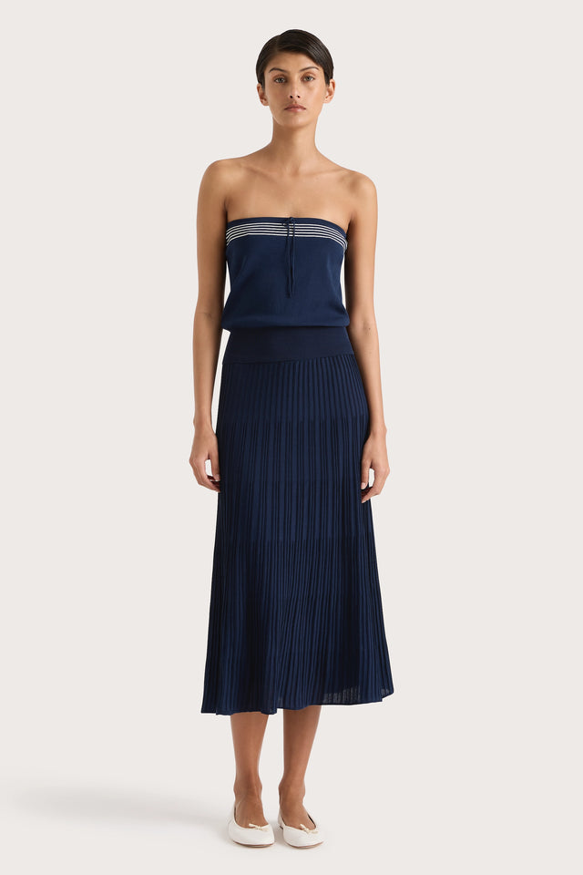 Arlette Strapless Top Navy White Stripe