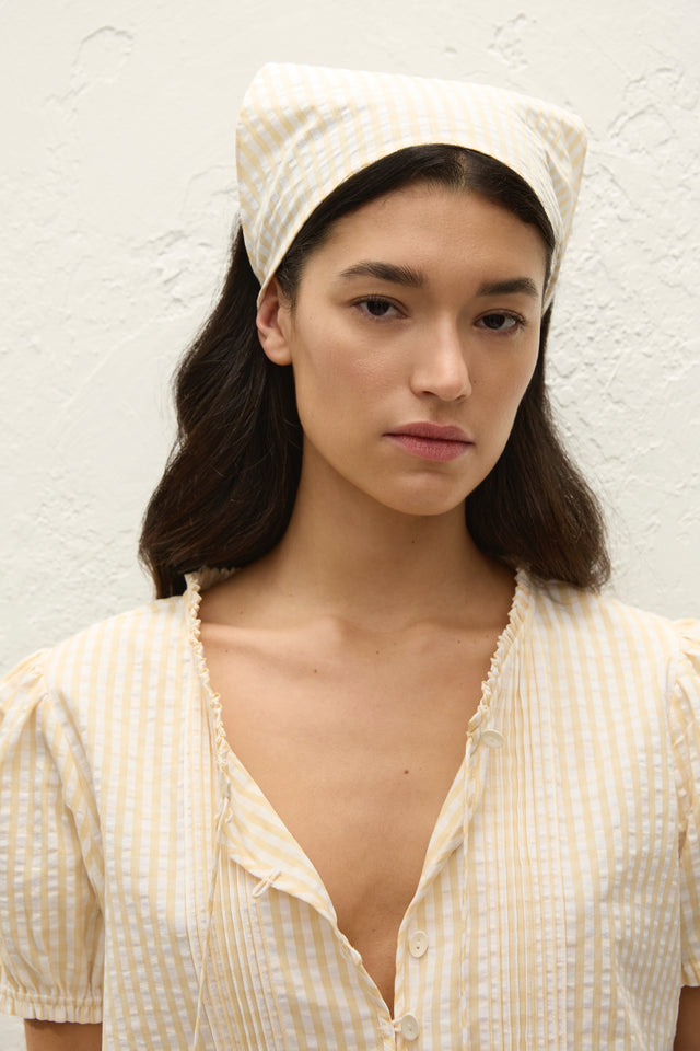 Lucia Head Scarf Butter Textured Gingham
