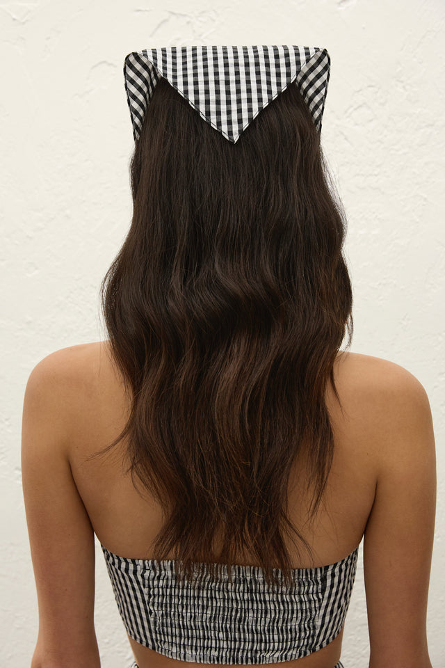 Lucia Head Scarf Black Textured Gingham
