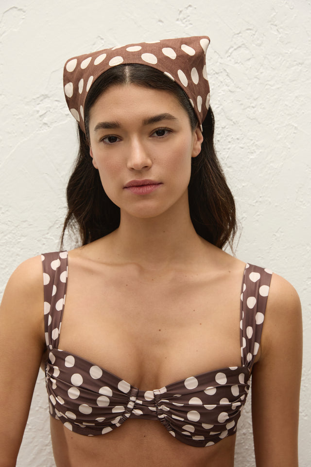Simona Head Scarf Cioccolato Dot